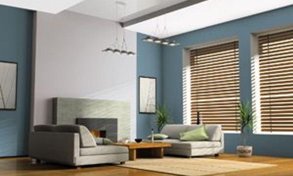 Home interior with fireplace and sofas 3D rendering