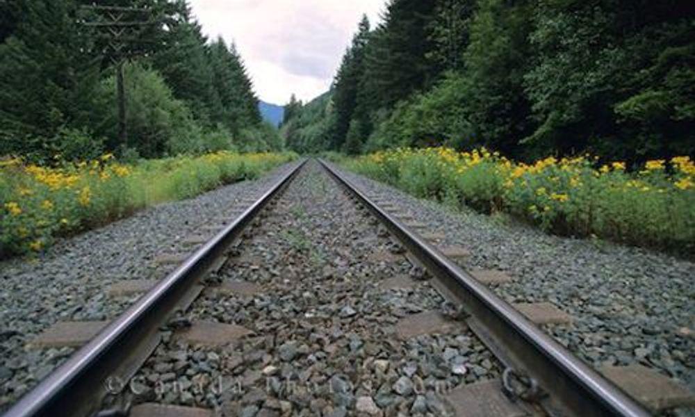 Railway Tracks near Yale, British Columbia, Canada, North America.