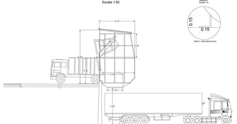 M.02 - Equipamento de carga e descarga. Corte 1-1'