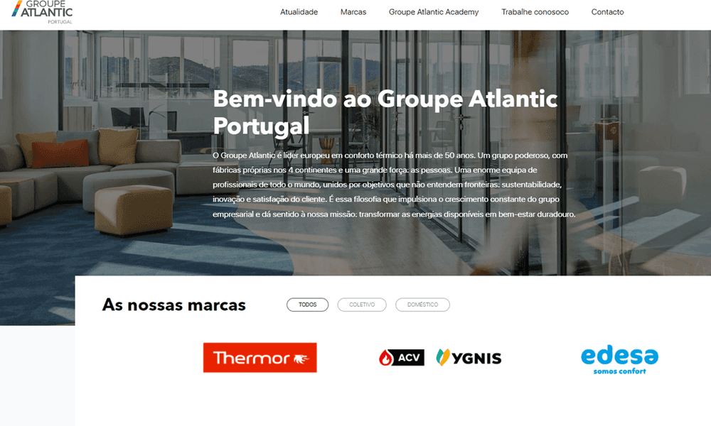website Groupe Atlantic Portugal